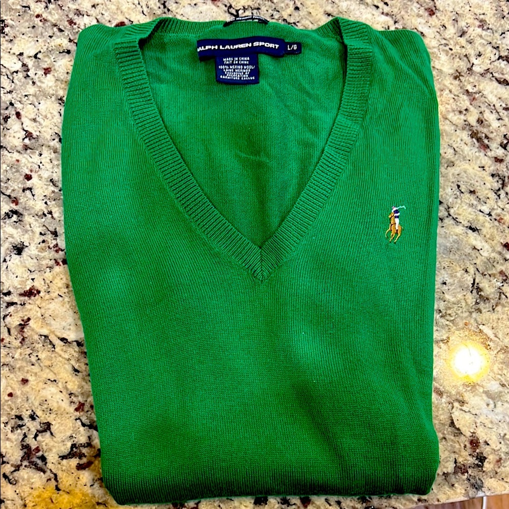 Ralph Lauren Green V-Neck Sweater for Men